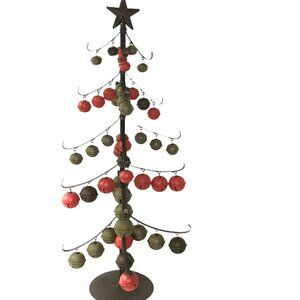 24" Table Top Wrought Iron Christmas Tree Red And Green Jingle Bells